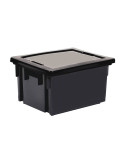 BAC DE RANGEMENT PRO 20 litres noire avec couvercle ( 390 X 290 X 230 mm) EDA