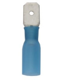 Cosse mâle 6.35mm bleue double sertissage - isolation thermorétractable