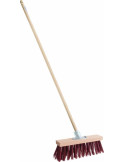Balai de cantonnier PVC rouge 5 rangs avec manche bois 140 cm