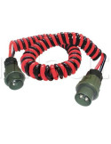 Cordon spirale 2x6m - Câble 35mm² noir et rouge avec prises OTAN