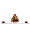 BARRE DE TOIT AVEC TRIANGLE TRIFLASH LED DOUBLE FACE 500 mm AVEC 2 GYROPHARES LED ROTATIF 12V / 24 V  CLASSE1 FIXATION ADHESIVE