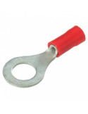 COSSE PREISOLEE ROUGE A ŒIL TROU DE 6 mm  ( boite de 100 cosses )