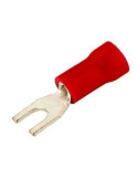 COSSE PREISOLEE ROUGE A FOURCHE  DE 4 mm  ( boite de 100 cosses )