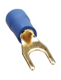 COSSE PREISOLEE  BLEU A FOURCHE DE 4 mm  ( boite de 100 cosses )